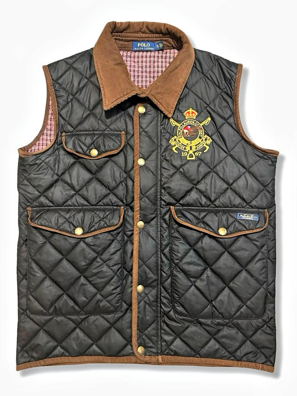 Polo Ralph Lauren Quilted Equestrian Vest Black & Brown XL